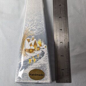 Uno Alla Volta HANDMADE Hand Painted "Winter Scene" Candle NWOT